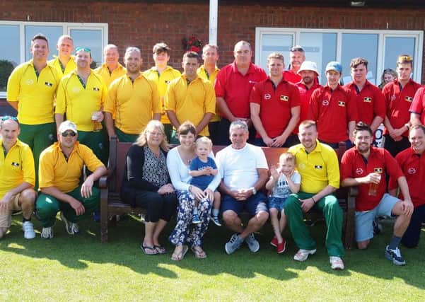 The teams line up before the Gary Jones Memorial T20. Pictures: Steve Lilly.