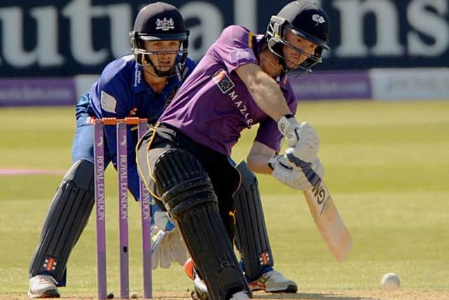 Yorkshire's Adam Lyth on his way to a top score of 96.