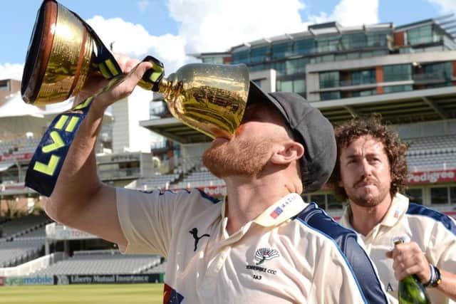 Yorkshire captain Andrew Gale with the County Championship Division One trophy at Lord's.