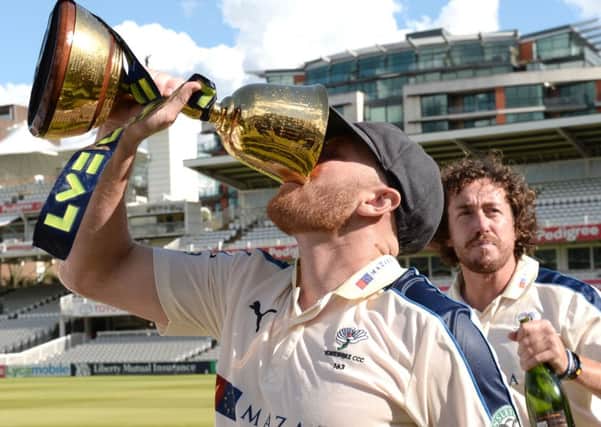 Yorkshire captain Andrew Gale with the County Championship Division One trophy at Lord's.