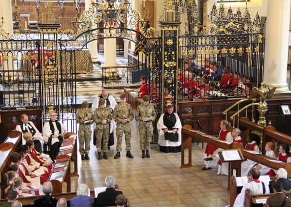 Derby Cathedral where a Cadet Sunday service was held in honour of Derbyshire cadets.