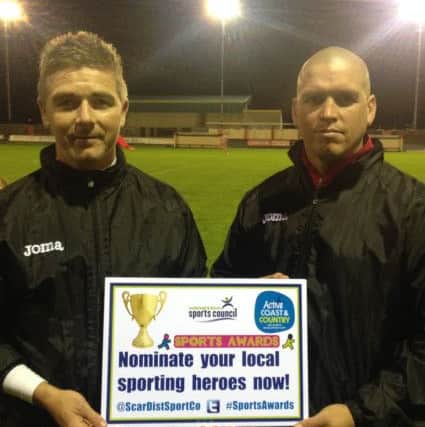 Joint Scarborough Athletic managers Bryan Hughes and Paul Foot are supporting the Scarborough & District Sports Awards