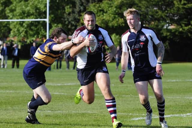 Scarborough's Tom Ratcliffe takes the ball forward in the 22-18 defeat at Bridlington