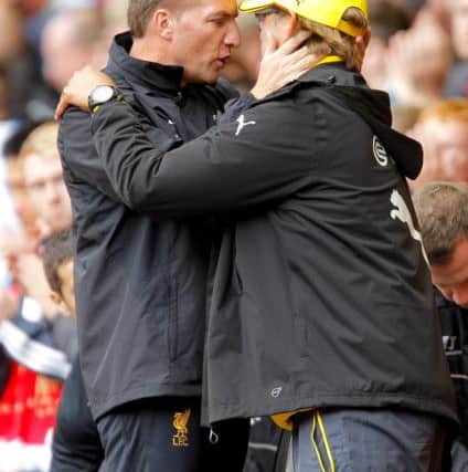Ex-Liverpool boss Brendan Rodgers with his eventual replacement Jurgen Klopp