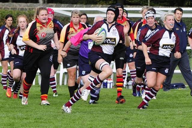Jess Bray makes progress during the Valkyries' win at Harrogate on Sunday. Picture: Andy Standing