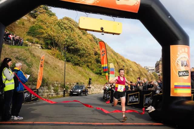 Glaisdales Jay Ferns crosses the McCain Yorkshire Coast 10k finish line in first place								          Picture: Gary Simpson