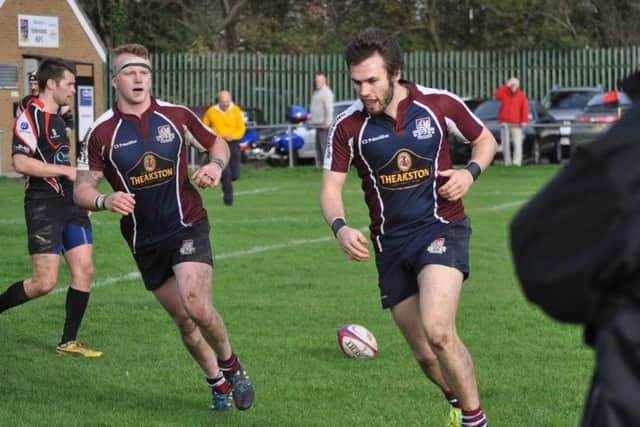 Harry Domett celebrates scoring a try at Hullensians last season. The two sides meet at Silver Royd on Saturday.