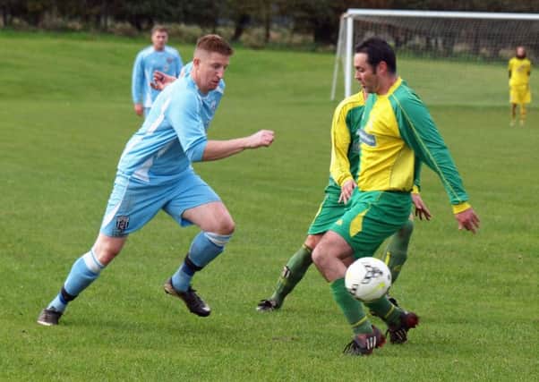 Scalby striker Mikey Hartnett gets on the ball against Duchess. Picture: Steve Lilly