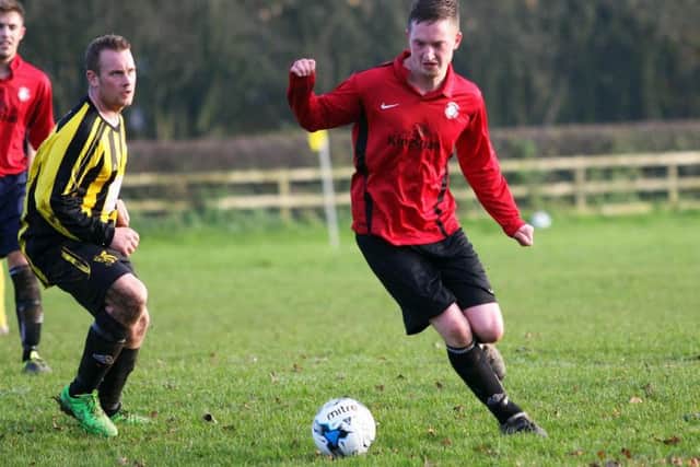 Liam Scott (Sherburn) skips past an opponent during his sides 9-1 win against Westover Reserves. Photo by: Graeme Farrah. 31.10.2015