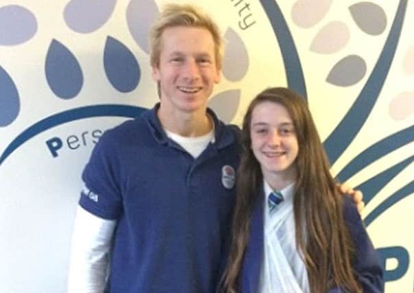 Olympic gymnast, Craig Heap pictured with Shannon Lee from Ebor Academy Filey.