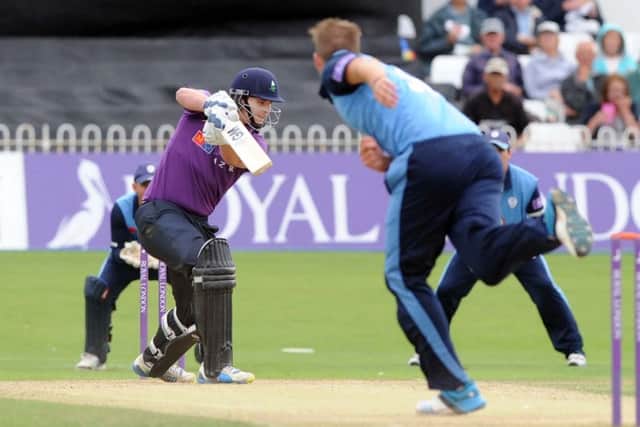 Yorkshire v Derbyshire.Alex Lees hits a boundary off the bowling Ben Cotton ..1001702a..13th August 2014 ..Picture by Simon Hulme