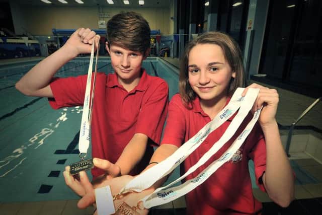 Top Scarborough swimmers from Scarborough swimming club. Owen Robson, and Amy Corcoran. pic Richard Ponter 155004
