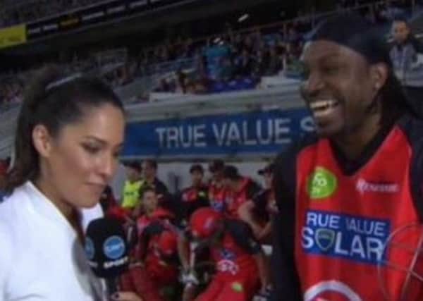 Cricketing superstar Chris Gayle sparked controversy following his post-match interview with Australian Channel 10s Mel McLaughlin.