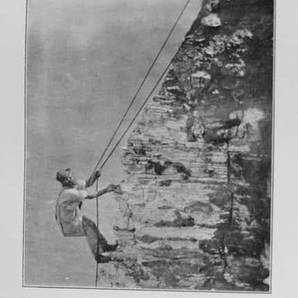 Image from the book showing a 'climmer' looking for seagull eggs.