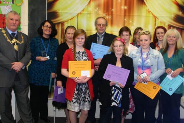 Picture shows from left to right, Cllr Tom Fox the Mayor of the Borough of Scarborough, Caroline Metcalfe, Mickey Jackson, Annie Kendall, Bob Kendall, Tina Maddison, Rosie Kendall, Anne Drake, Megan Welsh, Sophea Sheader and Dawn Avison.