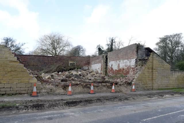 The remains of the wall on Hickleton Road which caused the road to be closed after collapsing