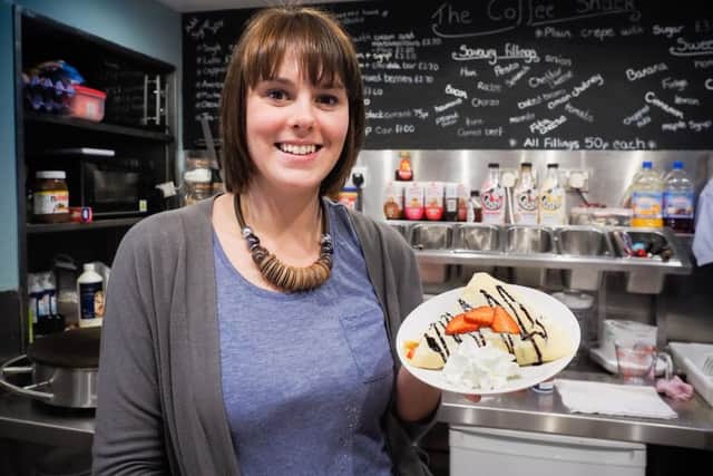 Louise shackleton of the cafe shack, robin hoods bay who has turned the cafe into a creperie