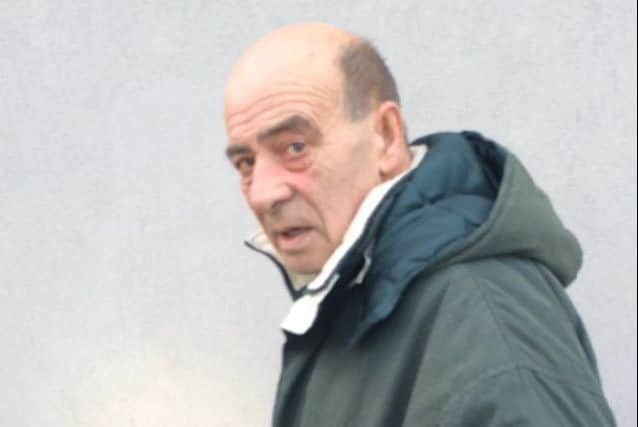 The pensioner leaves court after pleading not guilty to several charges