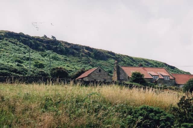 Stoupe Brow Farm from the old railway line.