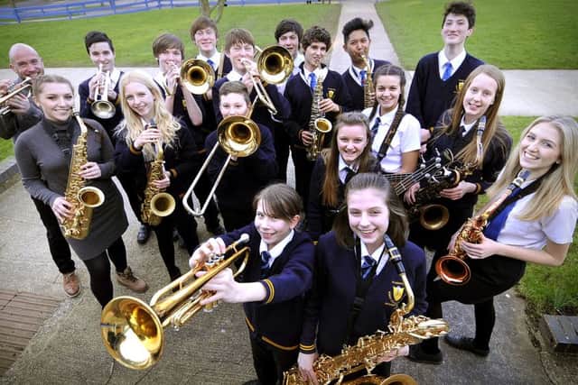St Augustines school band with teacher Oliver Barron. pic Richard Ponter 160519b