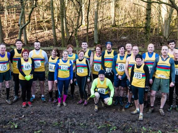 The Scarborough AC team line up at Welton for the East Yorkshire Cross Country League fixture