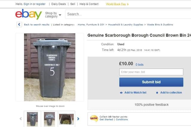 Ian Dowson is selling his wheelie bin on eBay for £10 after the council began charging for collections. Picture: Ross Parry Agency