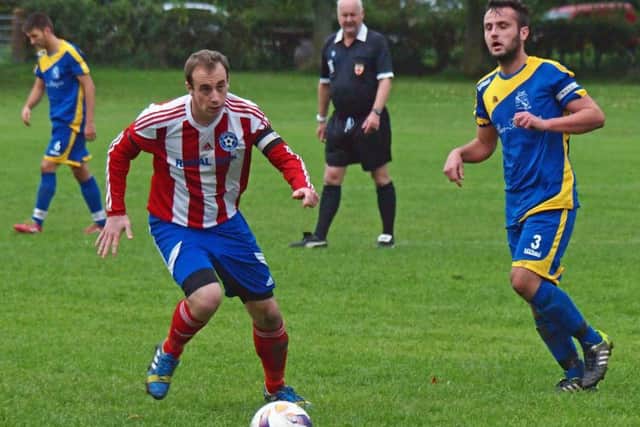 Cameron Dobson, in action for Hunmanby earlier this season against Filey Town