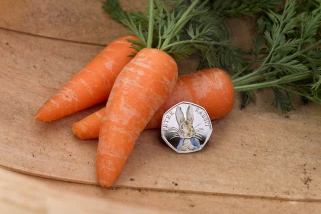 A coloured Peter Rabbit coin will mark 150 years since the author's birth.