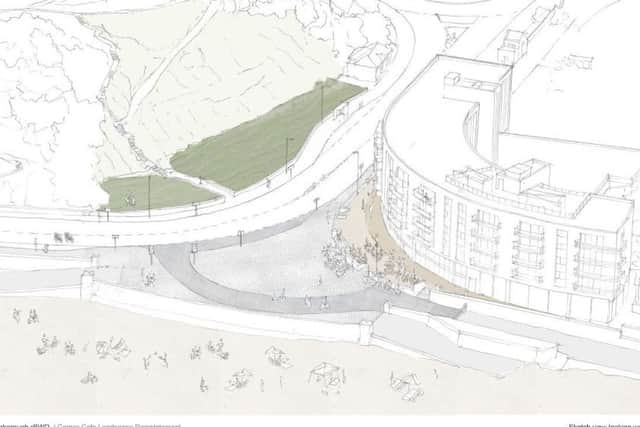 Corner cafe at The Sands, Scarborough. Outline plans