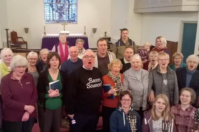 Two teams of singers took turns during the hymnathon in aid of St Marks, Newby