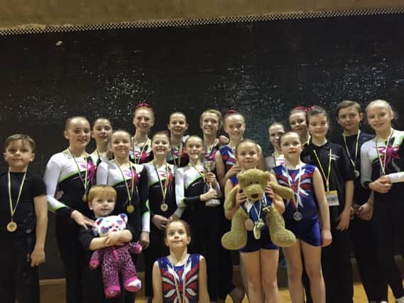 All the Scarborough Gymnastics Academy members line up at the International TeamGym Cup in Las Palmas, Gran Canaria