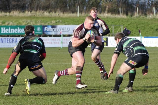 Canadian prop Liam Murray surges forward as Scarborough RUFC lost out to York at Silver Royd. Picture: Andy Standing