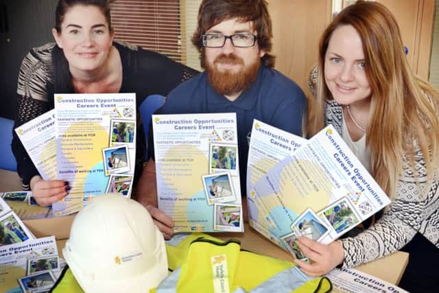 YCH Construction Opportunites Career Event
Teaming up to bring more job opportunities to Scarborough (from left) Scarborough Skills Village Coordinator Jo Garrity, YCH Social Enterprise Manager Bob Spedding, YCH Human Resources Manager Helen Stubbings.