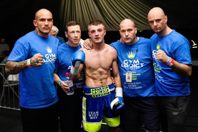 George Horner and his team at his pro debut in Barnsley last November.