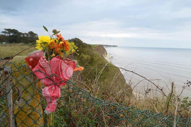 Floral tribute left at Sewerby Cliffs NBFP PA1542-2a