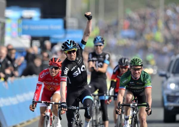 Lars Petter Nordhaug (Team Sky) wins the opening stage at the Tour de Yorkshire in Scarborough. The Norwegian was a part of a five-rider breakaway that made it to the finish line where he out sprinted his rivals. Thomas Voeckler (Europcar) finished second in the sprint and Stephane Rossetto (Cofidis) was third. Tour de Yorkshire Stage 1- Bridlington to Scarborough.  1 May 2015.  Picture Bruce Rollinson