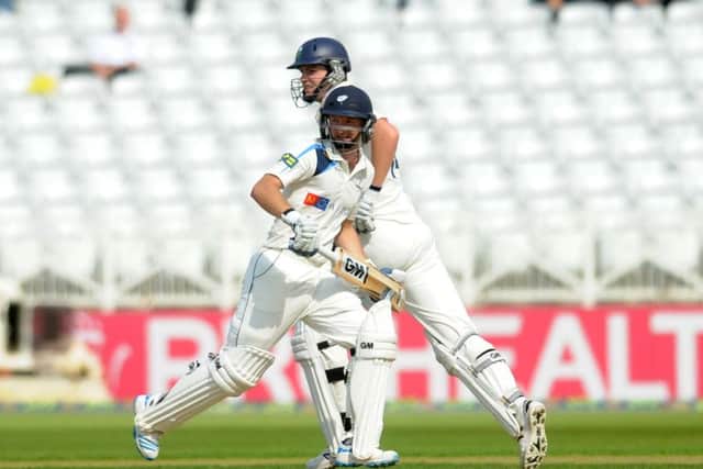 Yorkshire's Alex Lees and Adam Lyth will be opening up alongside one another once again at the start of the 2016 season. Picture: Jonathan Gawthorpe.