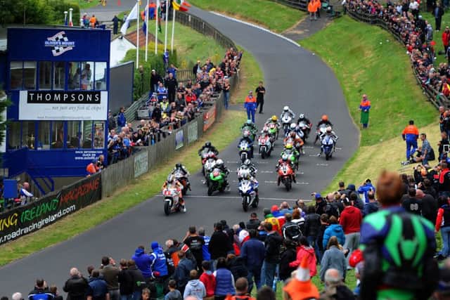 16 September 2012......  Possible Picture Post...... Motor cycle road races speed off the start line for the Steve Henshaw Gold Cup race, the feature race of the year at Oliver's Mount circuit, Scarborough. Nicknamed the mini TT, the town first held a motorcycle race in 1946 on the twisty hill, and continues to hold motorcycle races today, and also hosts car rally and car hill-climb events.  Racing legends such as  Geoff Duke, John Surtees, Bob McIntyre, Mike Hailwood, Phil Read, Giacomo Agostini, Mick Grant, Barry Sheene,  Wayne Gardner, Joey Dunlop and Carl Fogarty, Takazumi Katayama. Guy Martin and John McGuinness have all plyed their trade on the Mount. Nikon D3s 80-200mm lens, 500th @ f8, 400ISO