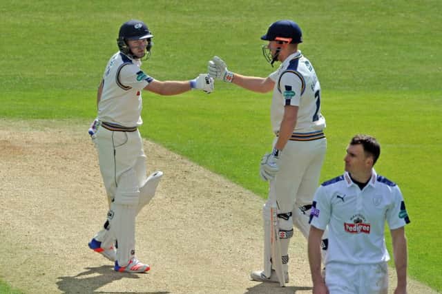 Adam Lyth and Jonny Bairstow formed a strong partnership for Yorkshire on day one against Hampshire at Headingley. 
 Picture: Tony Johnson