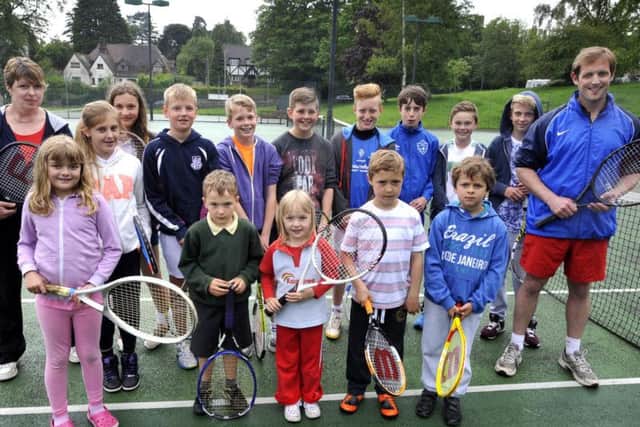 Youngsters line up before a coaching session at Scalby Tennis Club in 2014