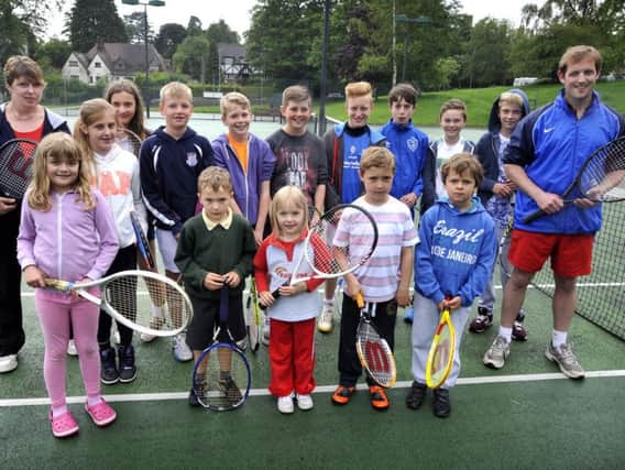 Youngsters line up before a coaching session at Scalby Tennis Club in 2014