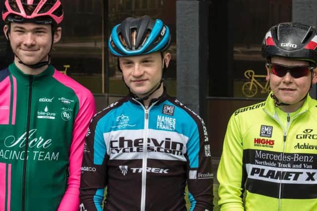 Cavan Walker, left, on the podium at Middlesbrough after earning second spot
