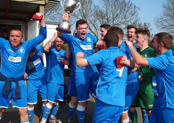 Cayton Corinthians celebrate after winning the Goal Sports Trophy. Picture: Steve Lilly