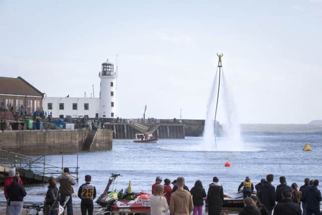 Hydro Boarding for the crowds at Scarborough P1 Power Boat Championship.
