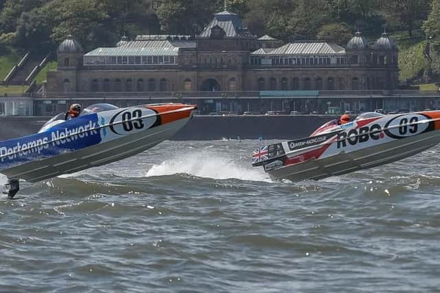 Powerboats action near the Spa in Scarborough's South Bay
