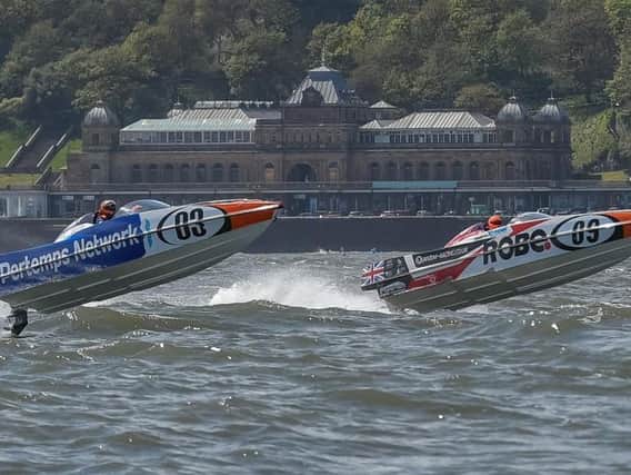 Powerboats action near the Spa in Scarborough's South Bay