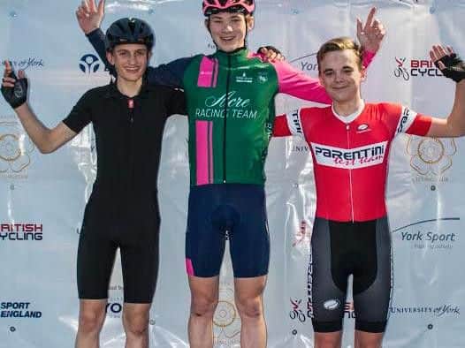 Cavan Walker on the top of the podium after his win at York