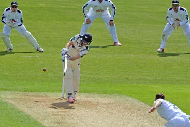 Adam Lyth clips one away off his legs