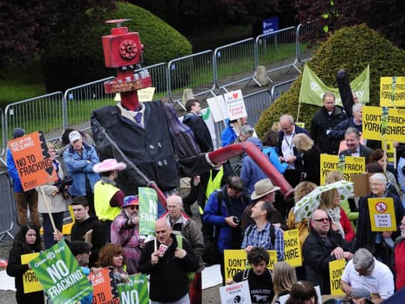Protesters outside County Hall in Northallerton. Image: John Giles/PA Wire
