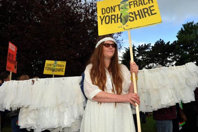 A protester outside County Hall in Northallerton